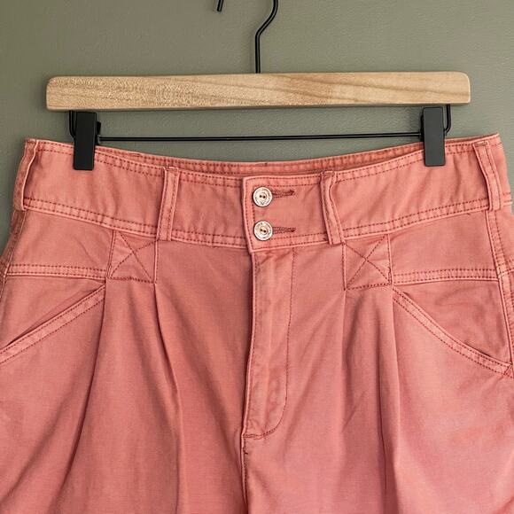 Anthropologie Pilcro Relaxed Pleat Shorts Size 29 Pink High Waist Pleated Cuffed - Picture 8 of 16